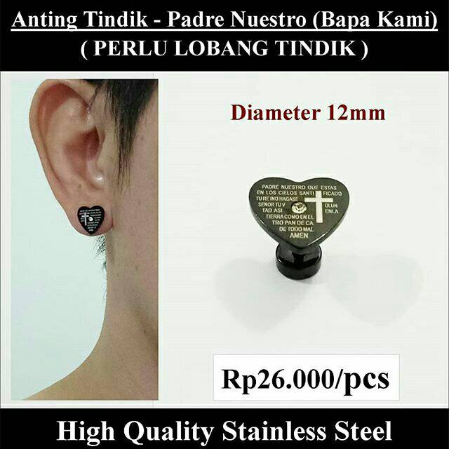 Jual Anting Tindik Cowok Pria Padre Nuestro Bapa Kami Shopee