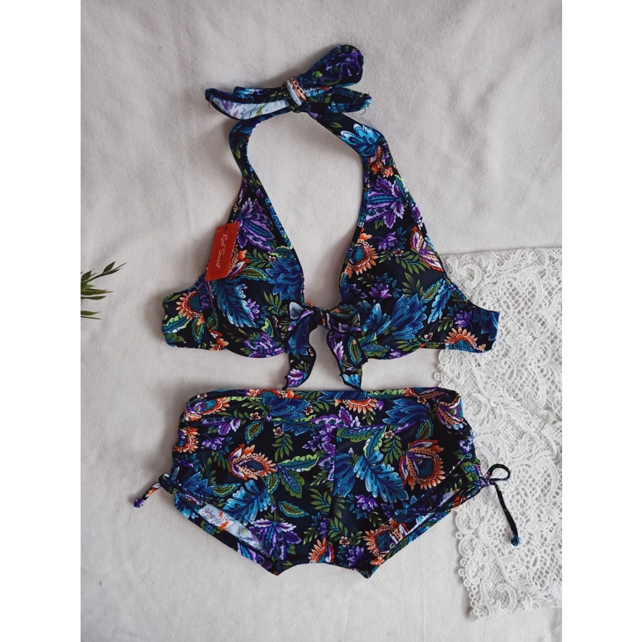 Jual Pakaian Renang Wanita 13 Bikini Pantai Sexy Motif Biru Batik