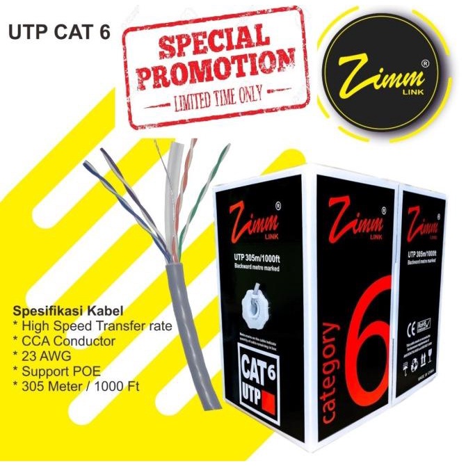 Jual Kabel Utp Cat6 Zimm Link | Shopee Indonesia