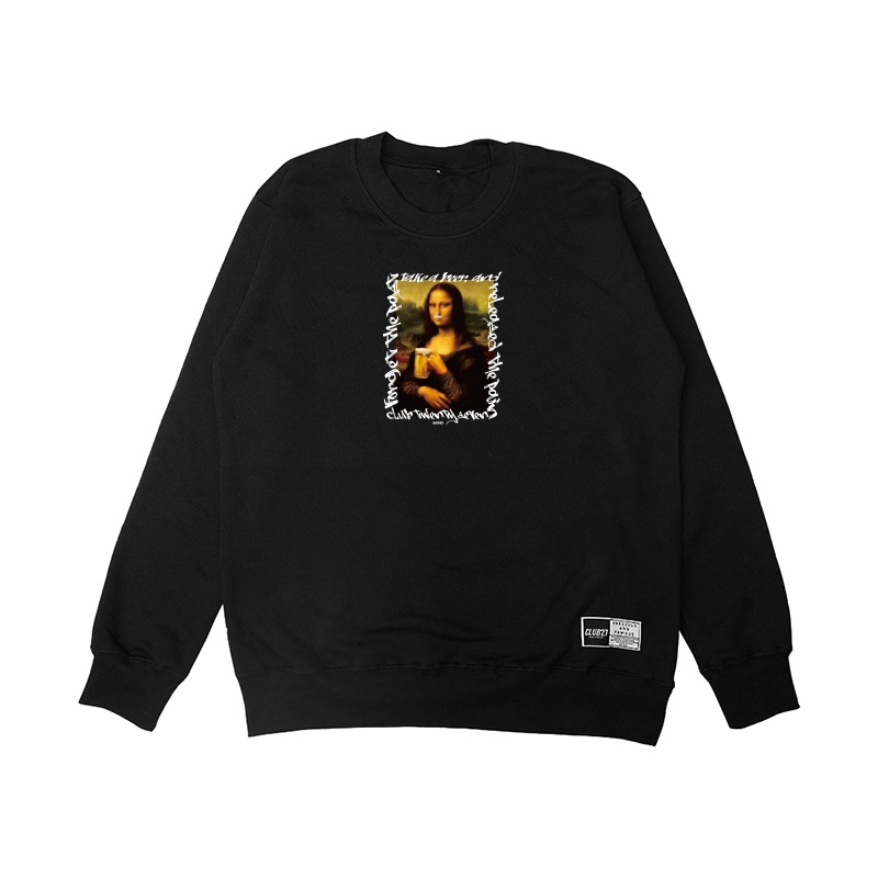 Jual Club27 Sweater Crewneck Monalisa Black Shopee Indonesia