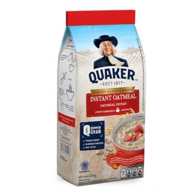 Jual Quaker Oatmeal instant 200 gram ( kemasan merah) | Shopee Indonesia