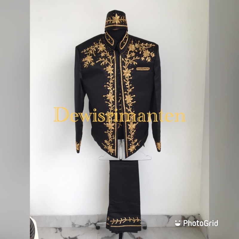 Jual basofi pengantin hitam/beskap sunda hitam/baju pengantin pria ...
