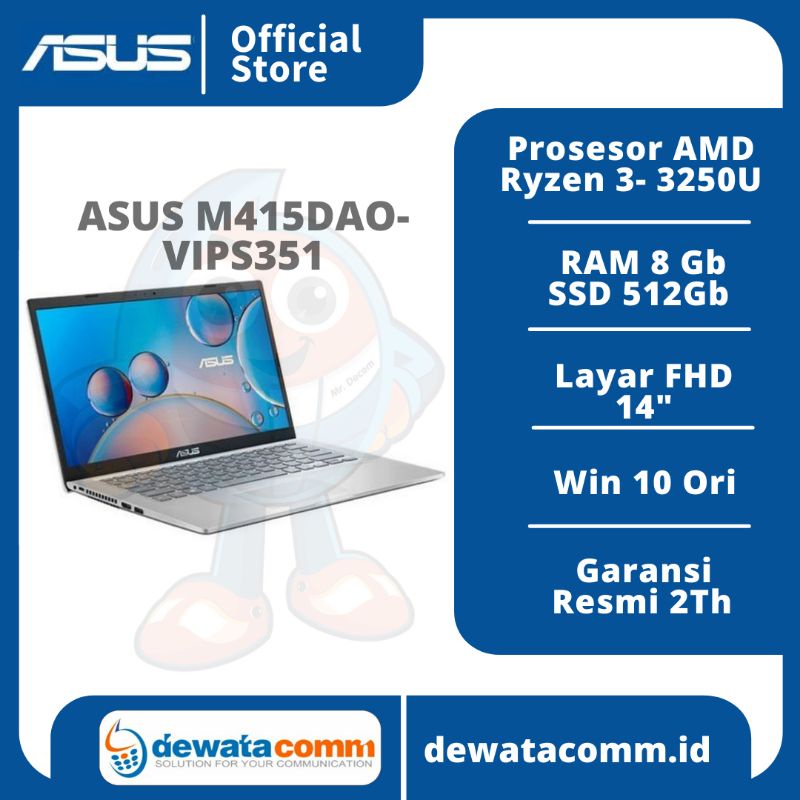Jual NOTEBOOK ASUS M415 DAO AMD Ryzen 3 8GB/512GB SSD | Shopee Indonesia