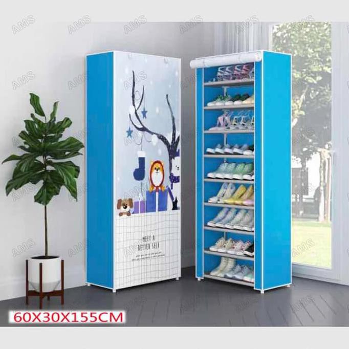 Jual Rak Sepatu Kain Lemari Sepatu portable Shoe Rack 10 SUSUN 9 rangka ...