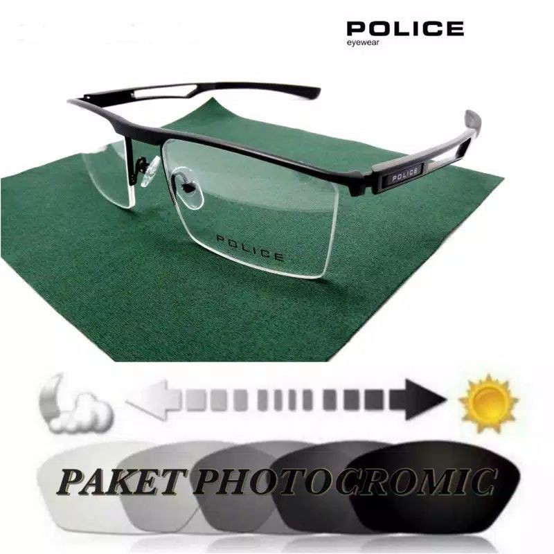 Jual PAKET LENSA PHOTOCROMIC / Frame Kacamata Police / Frame Kacamata