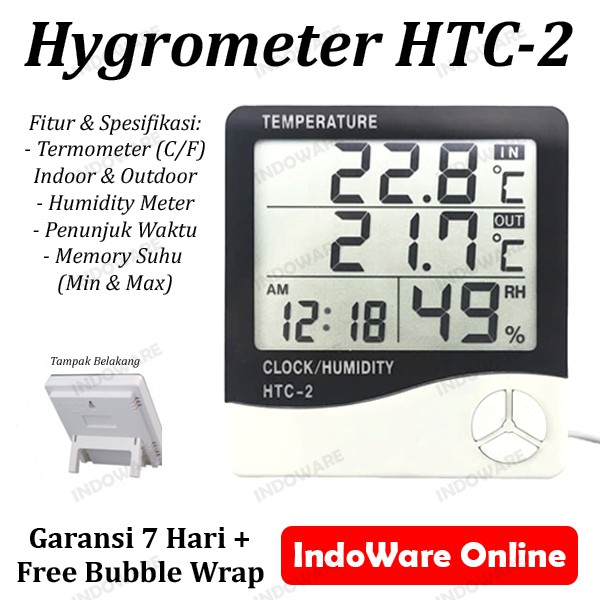 Jual Htc 2 Termometer Hygrometer Ruangan Digital Jam Thermometer In Out