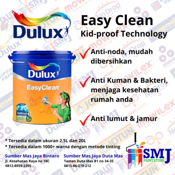 Jual Promo Sparepart Cat Tembok Interior Anti Noda Dulux Easy Clean Warna Tintin Limited 0902