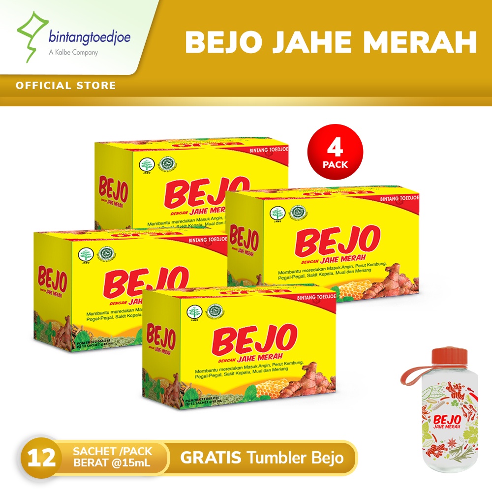 Jual Bejo Jahe Merah 4 Pack (48 Sachet) FREE Tumbler Bejo | Shopee ...