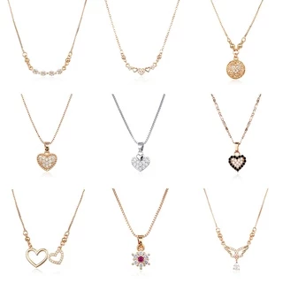 Hyl Jewelry Kalung Titaniun Wanita Permata Perhiasan aksesoris perak Lapis Alloy Emas Muda Love Karat Silver Asli Panjang Muda Dan Anti Luntur