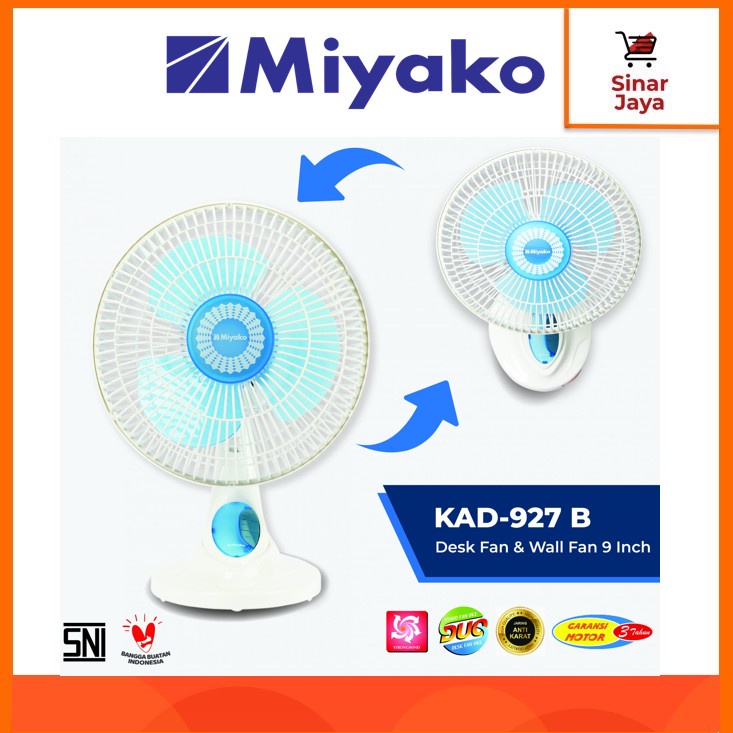 Jual MIYAKO KAD-927 B Kipas Angin Meja/Dinding 9 Inci (2in1) | Shopee ...