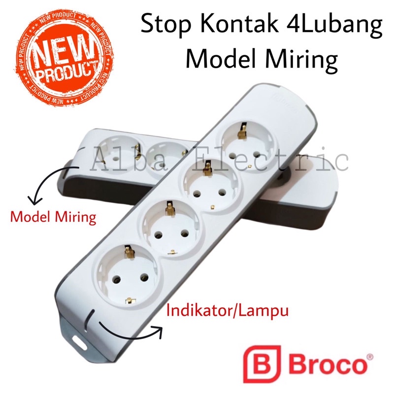 Jual Stop Kontak 3 4 5 6 Lubang + Indikator Broco Tipe Slanting Model ...