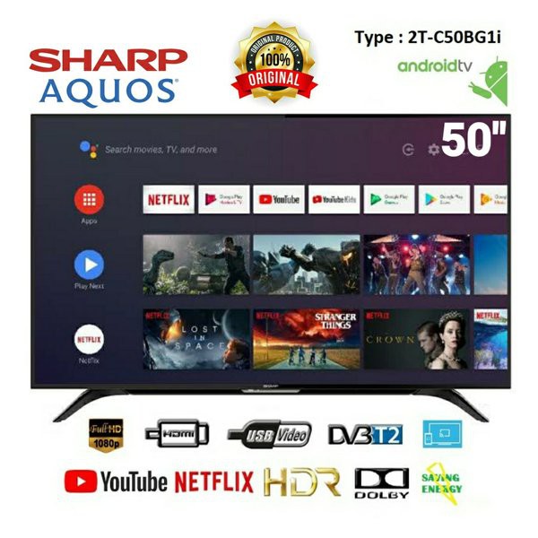 Jual LED SMART TV SHARP 50 INCH FULL HD 2TC50BG1i ANDROID TV 9.0