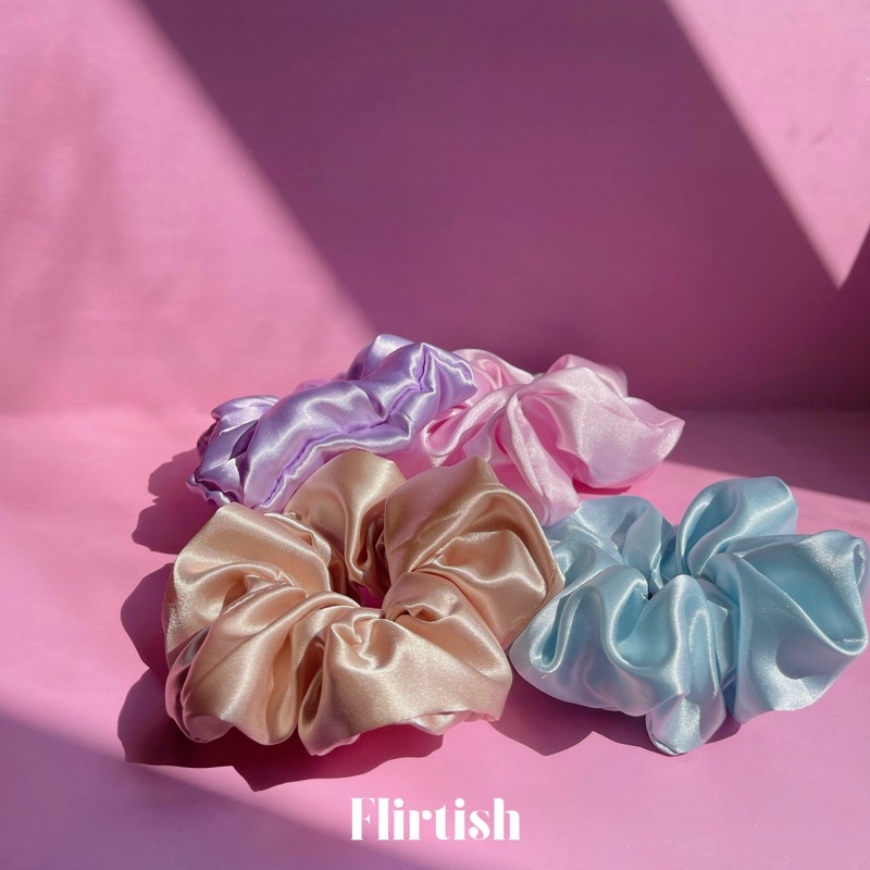 Jual Scrunchies Satin Series Ikat Rambut Korea Cepol Hijab Scrunchie Doff Flirtishid 