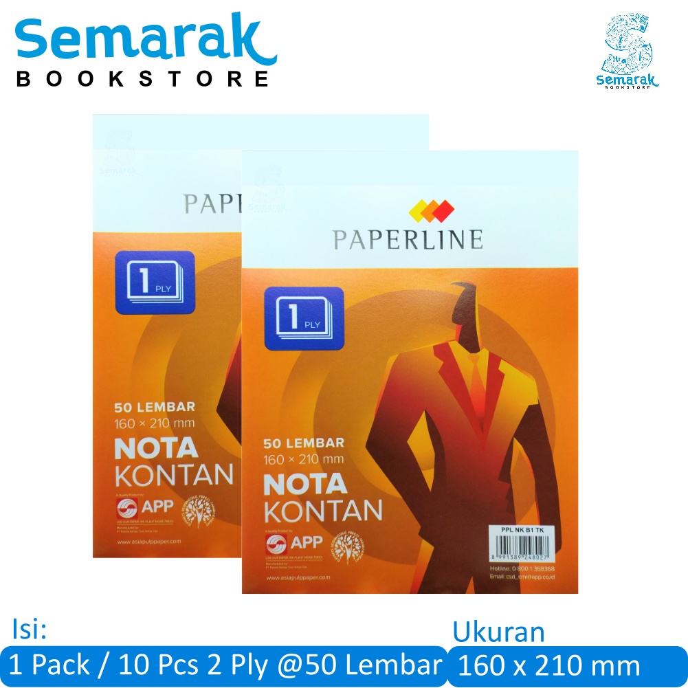 Jual Paperline Nota Kontan Besar 1 Ply NCR 160x210mm [1 Pack/ 10 Pcs ...
