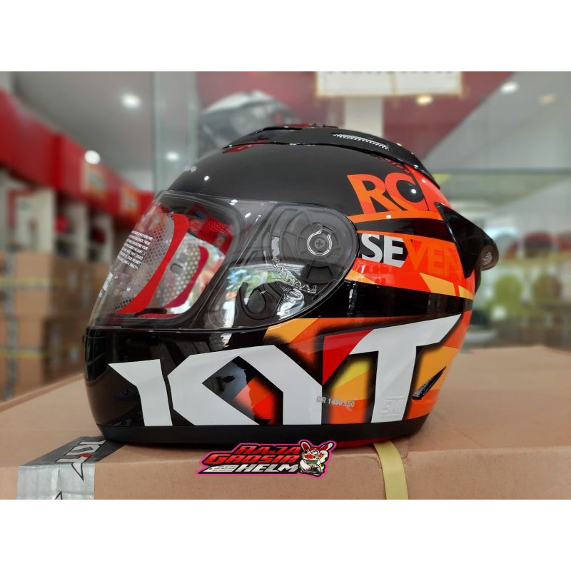 Jual HELM KYT RC SEVEN MOTIF 19 BLACK ORANGE ORI HELM TOURING KYT ...