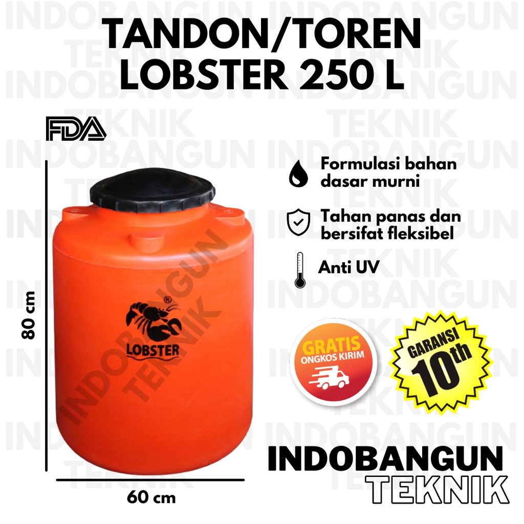 Jual Tandon Air Toren Air Tangki Air Lobster 250 Liter Harga Murah Garansi 10 Tahun Anti Lumut 1108