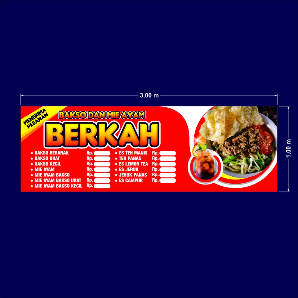 Jual Termurah Mmt Backdrop Spanduk Banner Mie Ayam Bakso Ukuran 300cm X