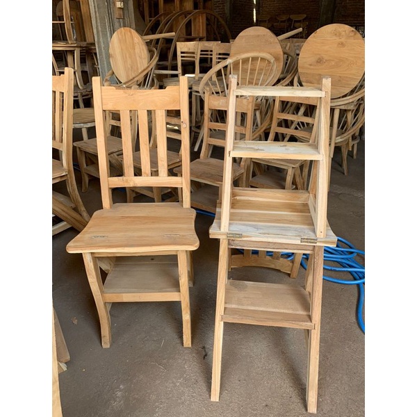 Jual kursi tangga lipat kayu jati ukur jumbo | Shopee Indonesia