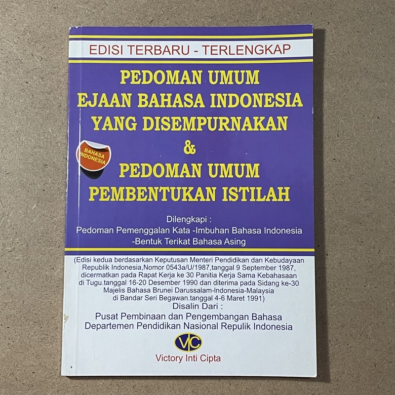 Jual BUKU PEDOMAN UMUM EJAAN BAHASA INDONESIA YANG DISEMPURNAKAN ...