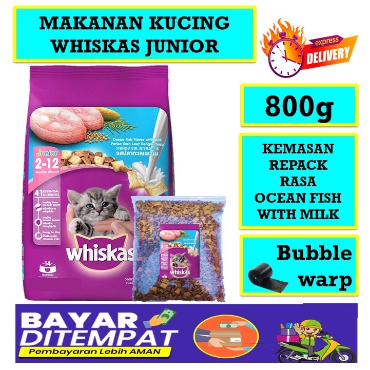 Makanan Kucing WHISKAS JUNIOR RASA OCEAN FISH 800GR