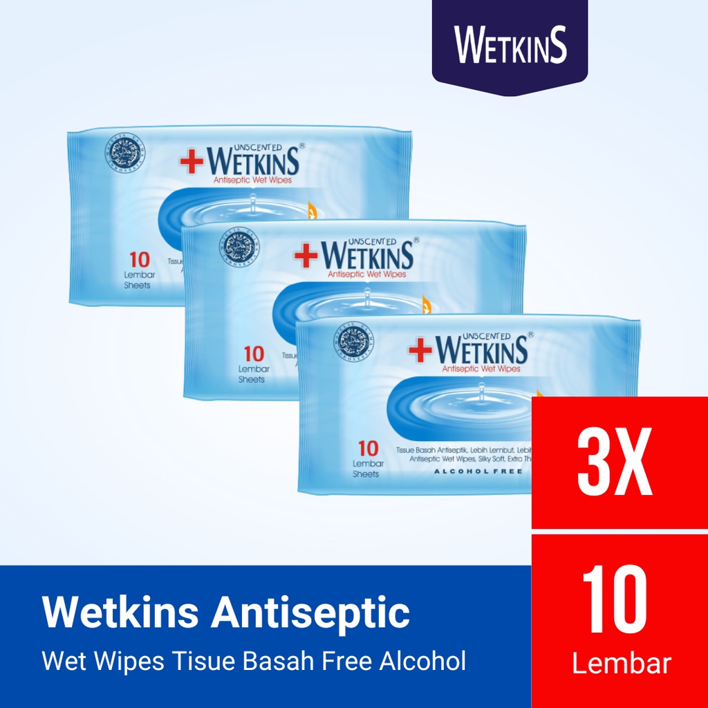 Jual Wetkins Antiseptic Wet Wipes 10 Sheet x3 Shopee Indonesia