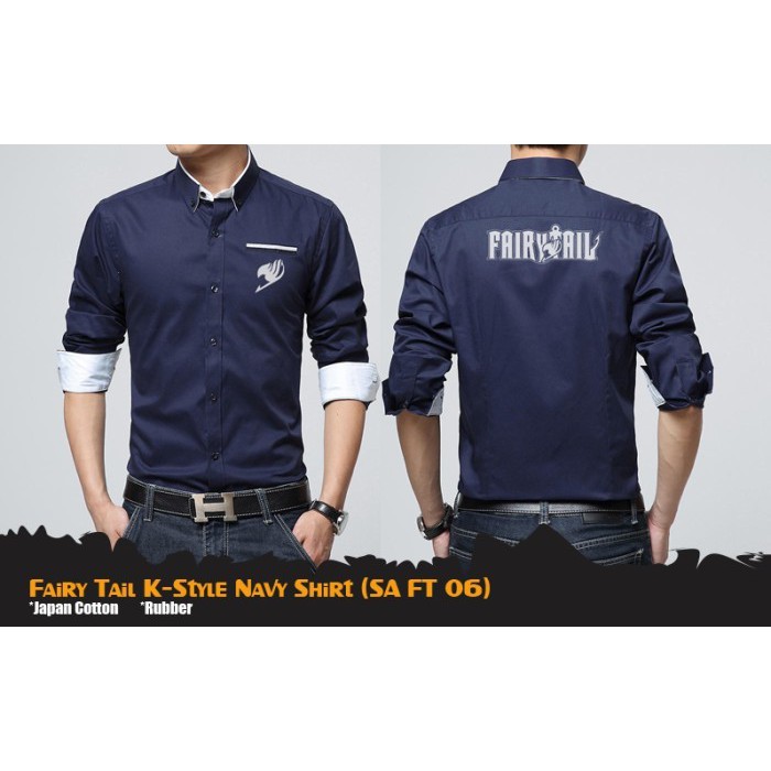 Jual Kemeja Casual Anime Fairy Tail K-Style Navy Lengan Panjang SA FT