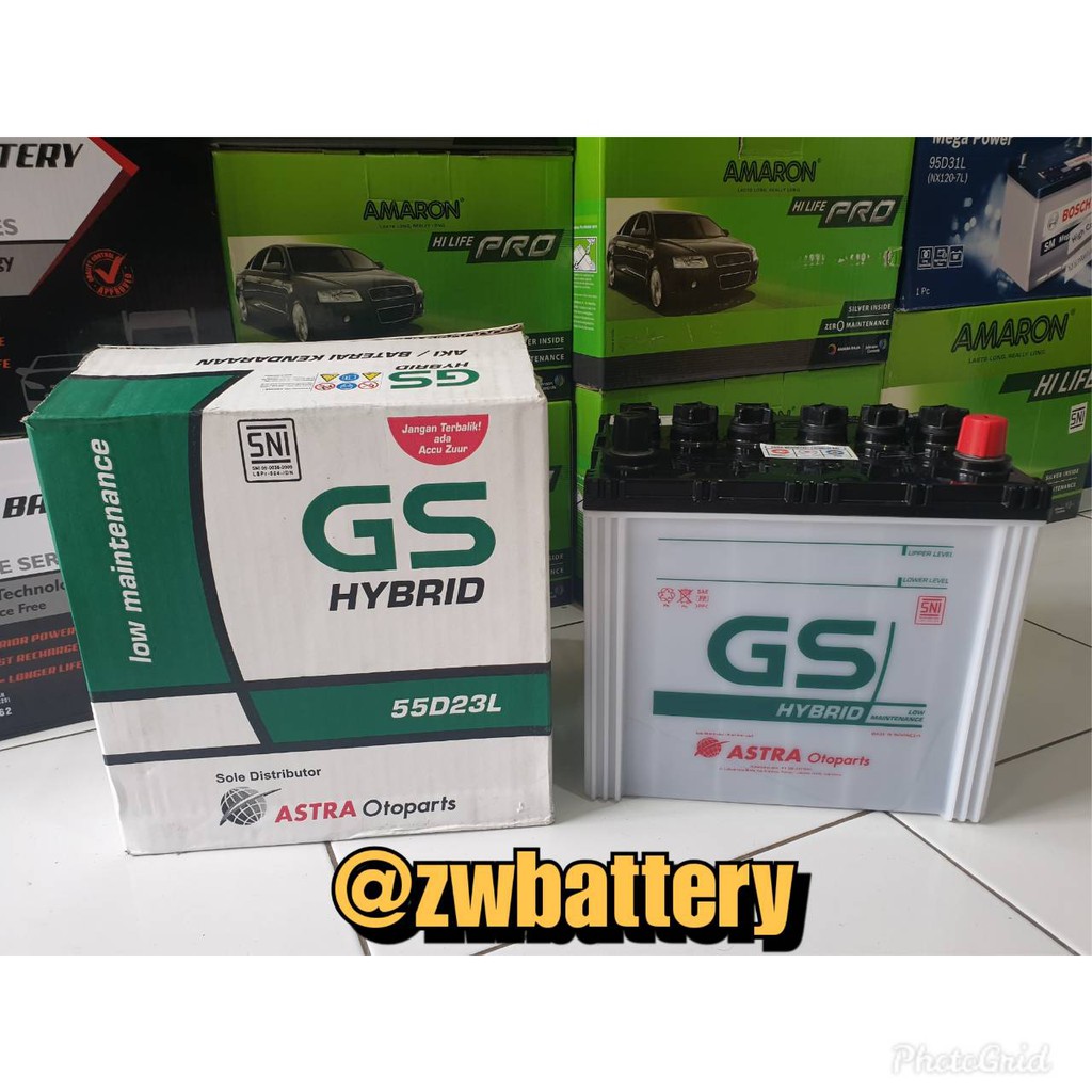 Jual AKI MOBIL 55D23L GS ASTRA HYBRID 12 VOLT 60 AMPERE AKI BASAH