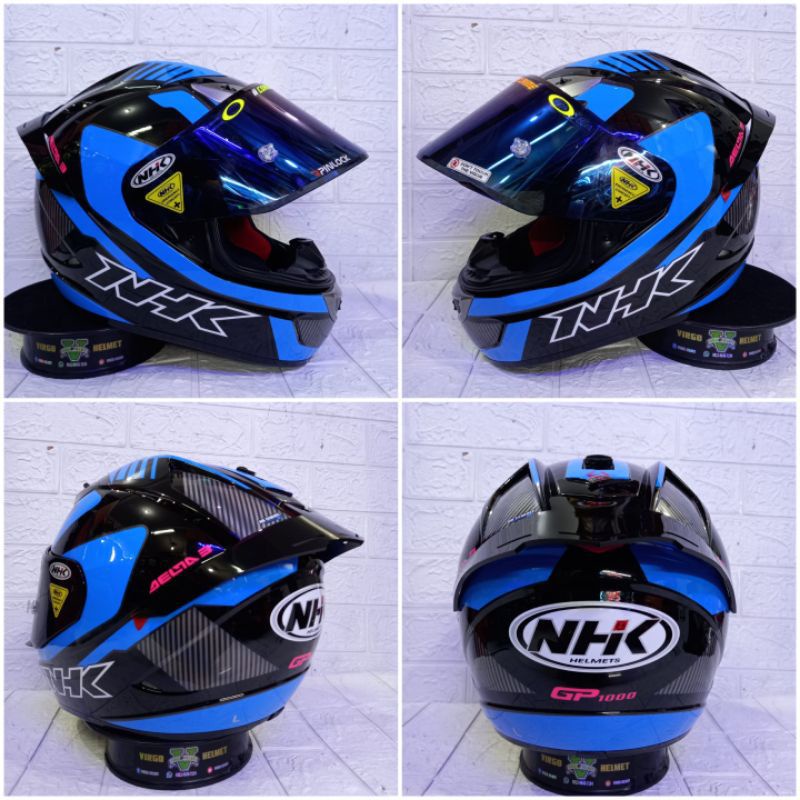 Nhk Full Face Helmet Color Blue NHK HELM GP1000# DELTA BLACK BLUE