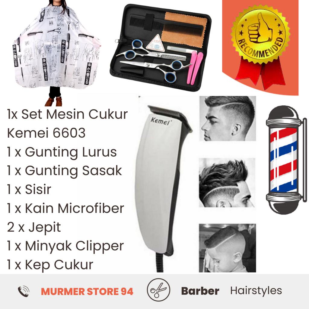 Jual Paket Alat Cukur Rambut Elektrik Kemei 6603 Hair Clipper Alat ...