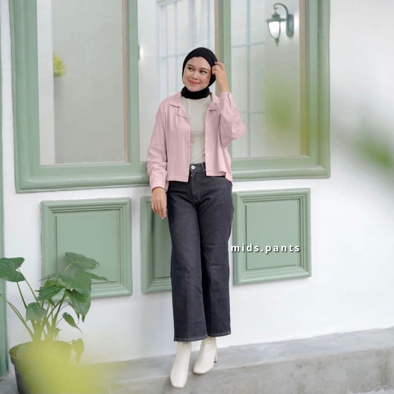 Jual Kemeja Crop Panjang Crop Top Panjang Atasan Crop Hanin Crop Shopee Indonesia