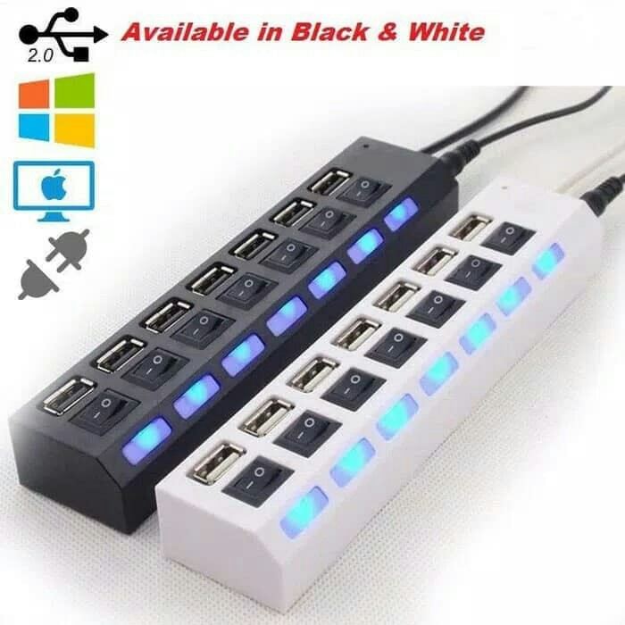 Jual USB Hub 7 USB Switch On Off Charger Port 7 High Speed Output USB ...