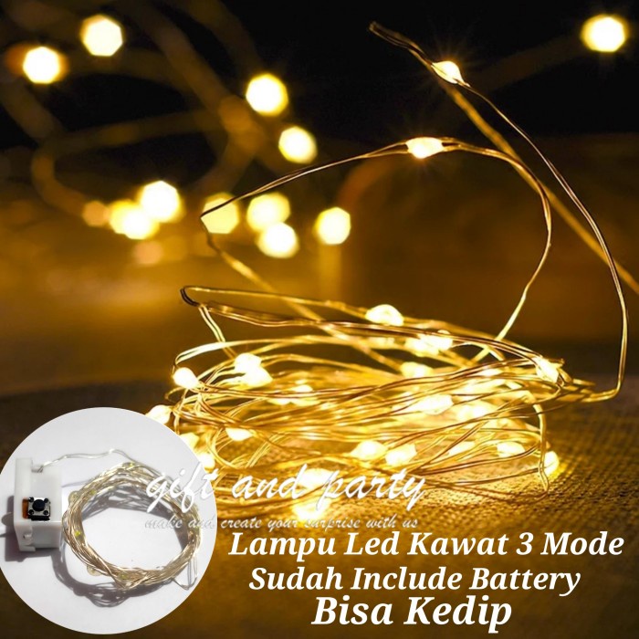 Jual Lampu LED Kawat Warm White / Lampu Hias LED Baterai / Lampu Tumblr