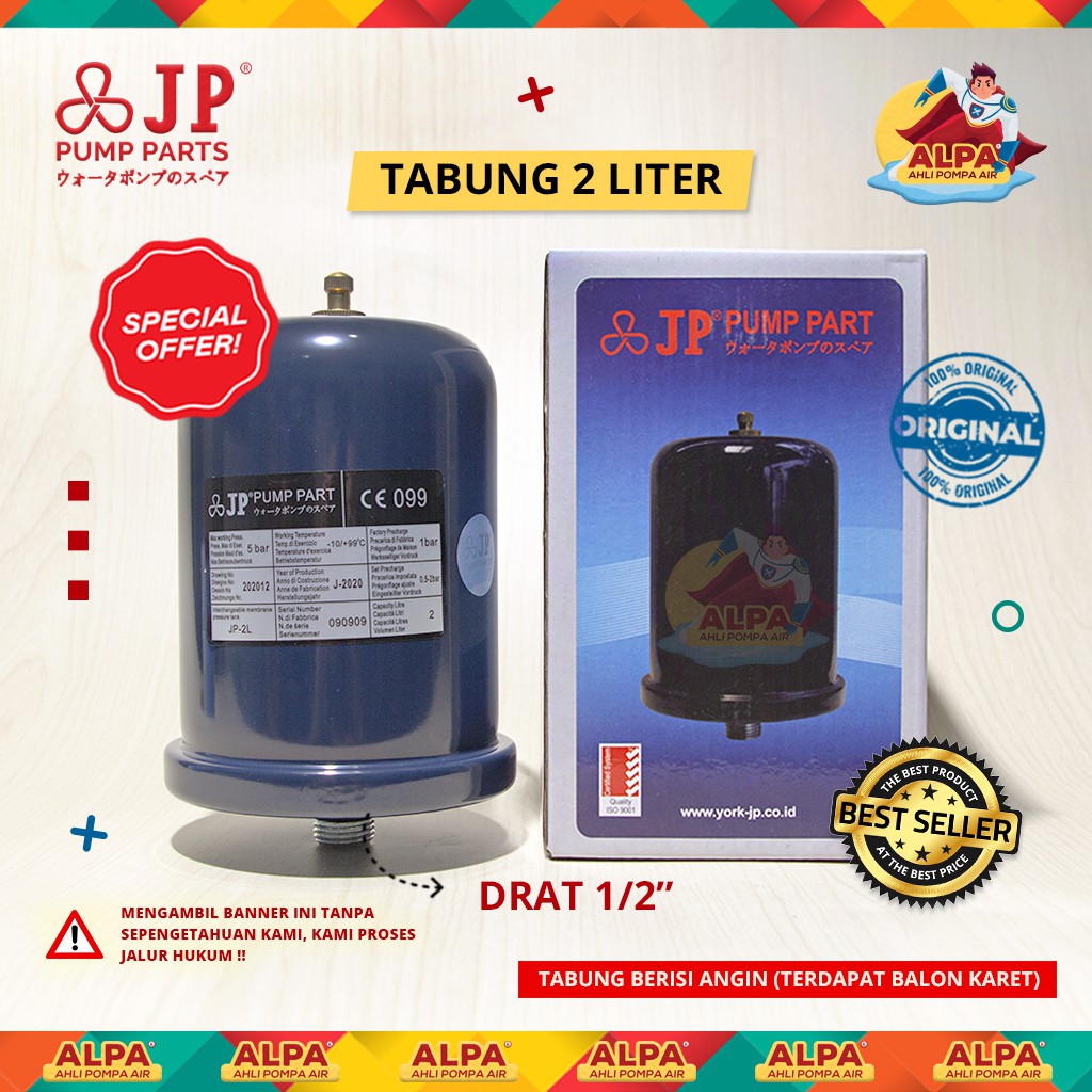 Jual Tabung Tangki Angin Liter Merk Jp Untuk Pompa Air Pressure Tank Shopee Indonesia