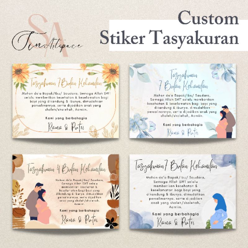 Jual Cetak Kartu/Stiker Label Tasyakuran 4/7 Bulanan Kehamilan HIJAB ...