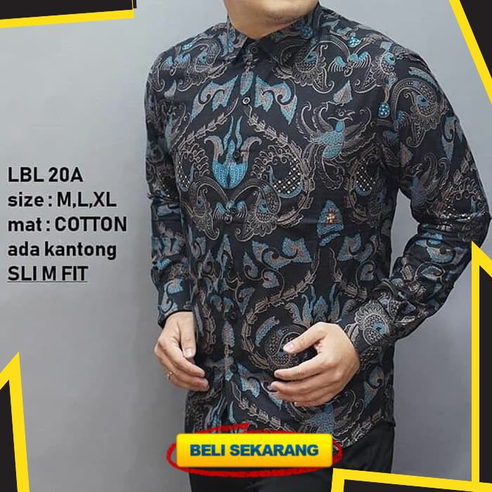 Jual Baju Batik Pria Slim Fit Hem Batik Pria Slim Fit Lengan Panjang