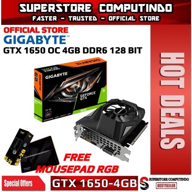 Jual VGA Gigabyte GTX 1650 OC /GTX1650 OC 4GB DDR6 128 BIT GVN1656OC
