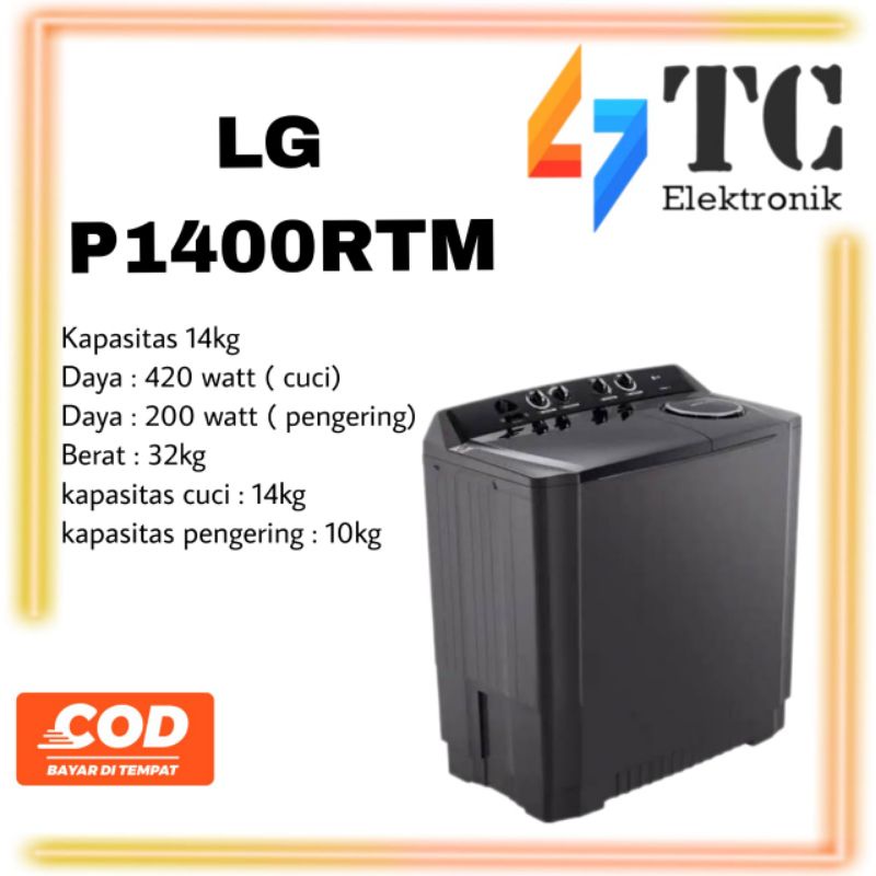 Jual Mesin Cuci LG 2 Tabung P1400RTM Kaps 14 Kg | Shopee Indonesia