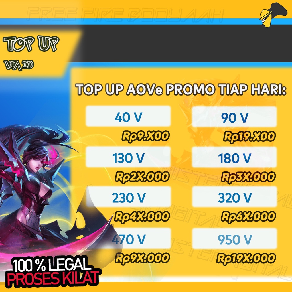 Jual PROMO VOUCHER AOV ARENA OF VALOR DM MURAH PROSES KILAT HEMAT