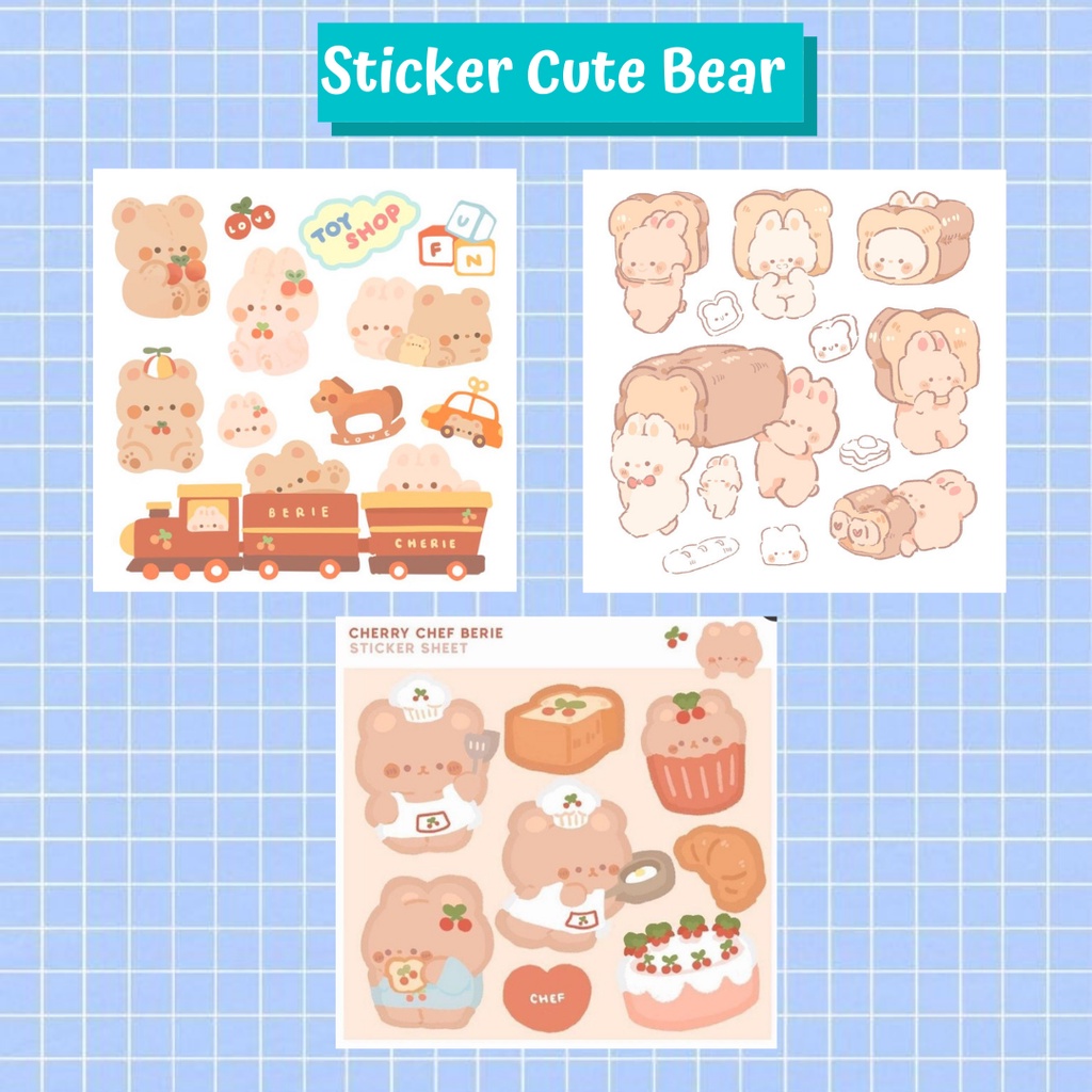 Jual Stiker Lucu Beruang/ Sticker Cute Bear/ Stiker Korea Lucu/ Stiker