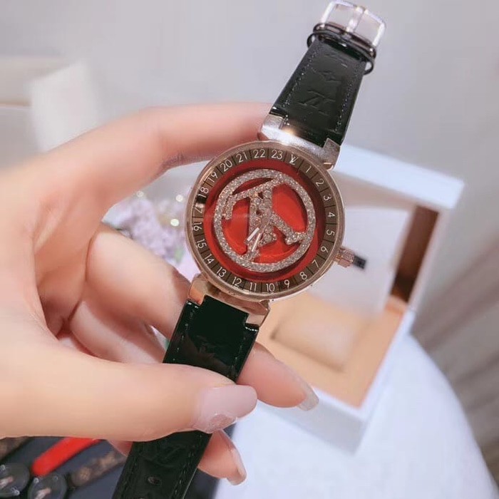 Jual Jam Tangan Wanita Merk Louis Vuitton Type LV 001 Leather Ori