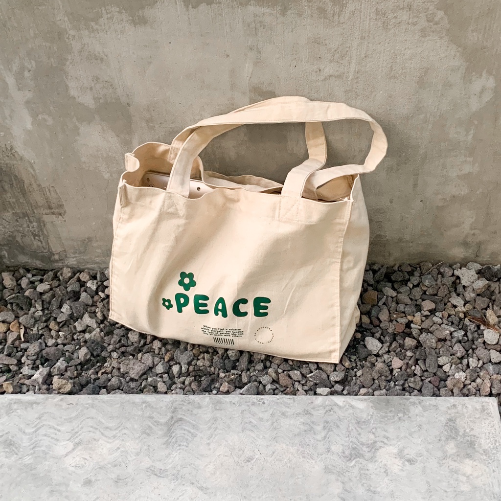 Jual Totebag Tas Tote Wanita Bag Peace Kanvas Tebal Tas Laptop | Shopee