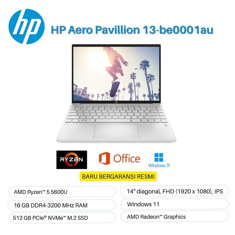 Jual Laptop HP Pavilion Aero 13 BE0000AU AMD RYZEN 5 5600U RAM 16 SSD ...