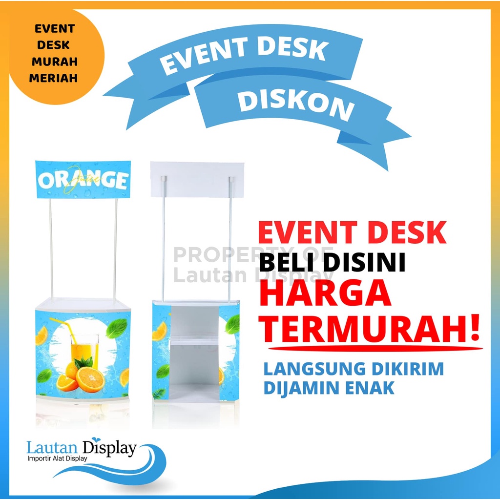 Jual Event Desk Portabble Stand Meja Promosi Booth Portabble Meja Jualan Ukuran 80x81x385cm 8185