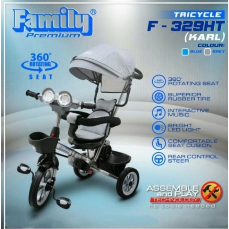 Jual sepeda roda tiga stroller Family tempat duduk bisa diputar ...