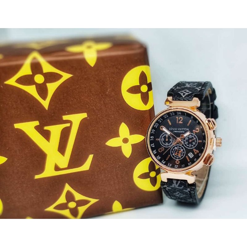 Paket Jam Tangan Louis Vuitton - LV Hitam