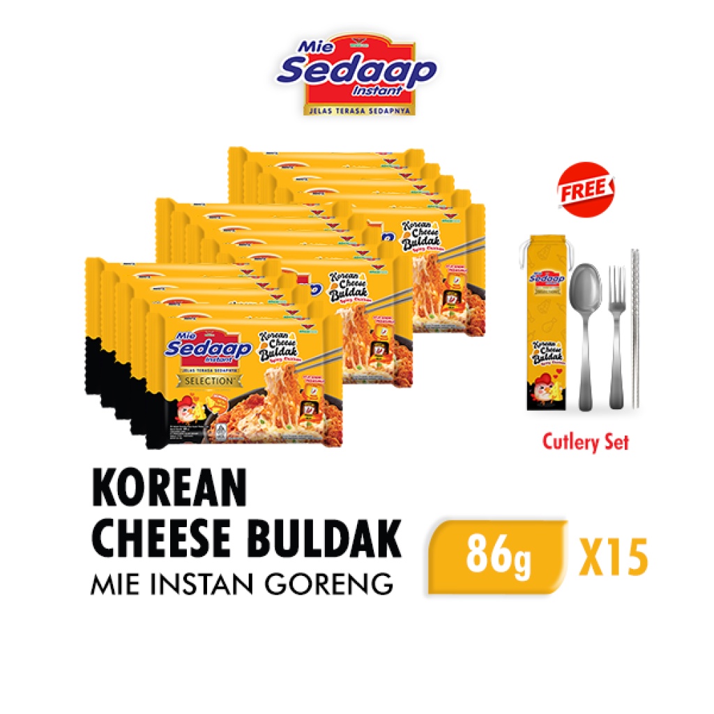 Jual Mie Sedaap Korean Cheese Buldak 86 Gr X15 Free Cutlery Set