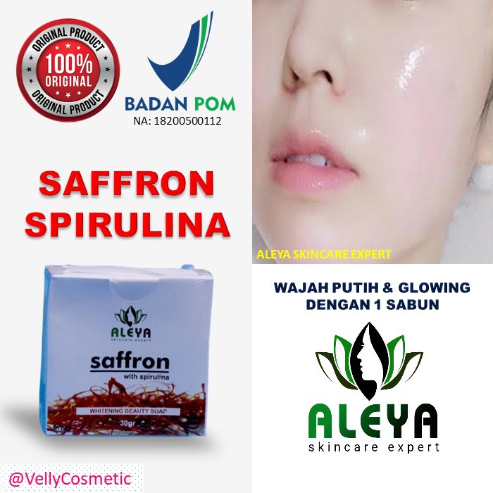 Jual Aleya Sabun Saffron Safron Spirulina Sabun Glowing Pemutih Wajah Penghilang Flek Hitam