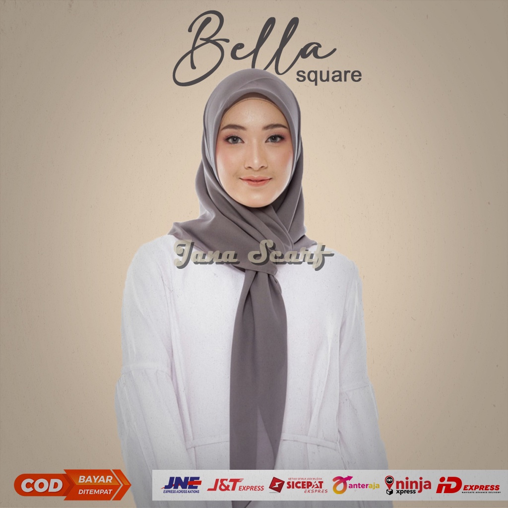 Jual Hijab Jilbab Segiempat Bella Square Polos Premium Murah | Shopee