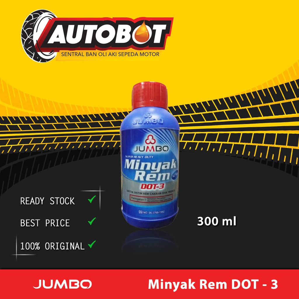 Jual [ WARNA MERAH ] Minyak Rem JUMBO Dot 3 300ML / Oli Rem Motor ...