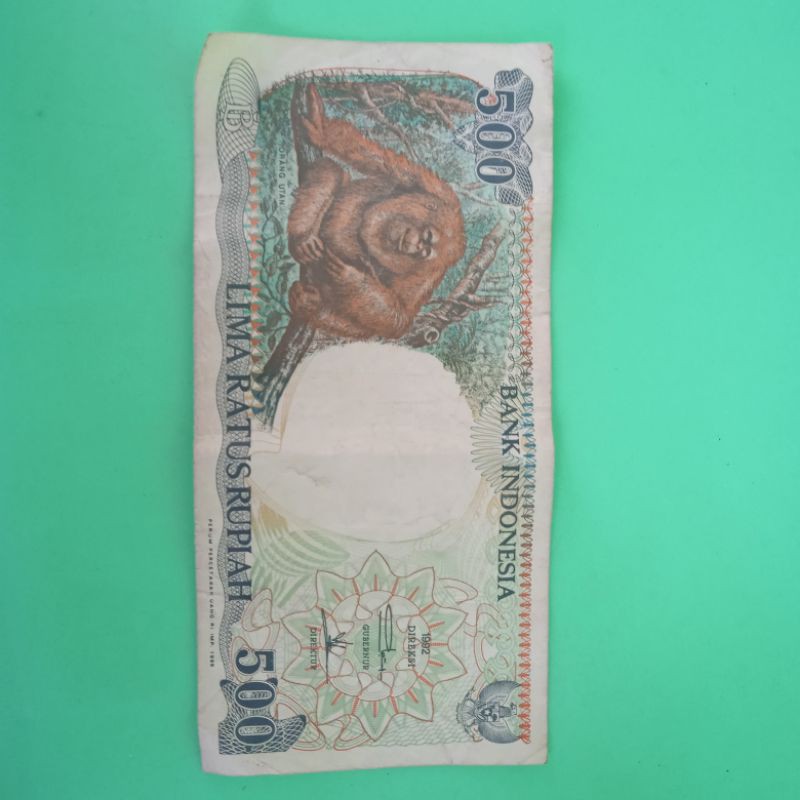 Jual uang kertas Rp 500 rupiah tahun 1992, gambar monyet/kera. | Shopee
